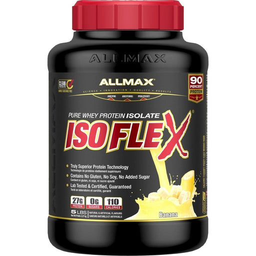 Allmax Isoflex Banana 5lb. 100% Whey Protein Isolate the Highest Grade of Protein.