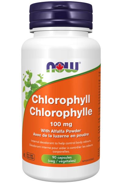 NOW Chlorophyll 100mg with Alfalfa Powder 90 Veggie Capsules