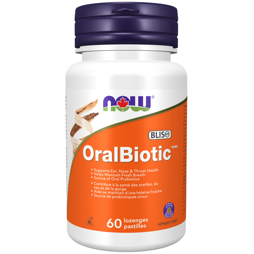 NOW OralBiotic Probiotic 60 lozenges. For Ears, Nose & Throat