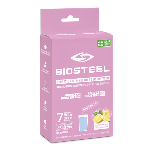 BioSteel Hydration Pink Lemonade Box of 7 For Energy, Hydration and Electrolyte Replacement. Caffeine Free