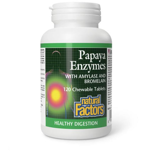 Papaya Enzymes with Amylase and Bromelain 120 chew. Reduces Bloating, Gas and Digestion