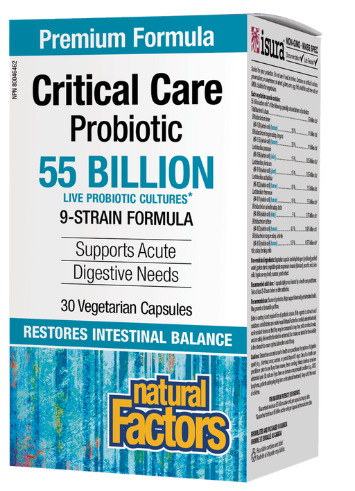 Natural Factors Critical Care Probiotic 55 Billion 30 capsules.For Digestive Needs, Immune Function and Combating overuse of Antibiotics