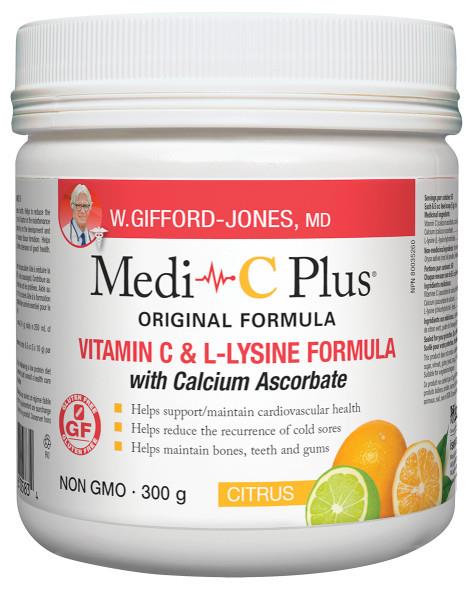 Gifford Jones Medi C Plus Powder with <b>Calcium</b> Citrus 300g. <br>For Heart Health, Bone Health and Collagen</br>