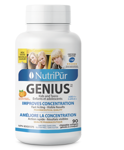 Nutripur Genius Kids and Teen  90 Chewable Softgels. Helps with Concentration and managing  Attention and Hyperactivity in kids with ADHD and ADD