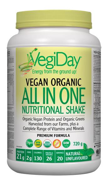 VegiDay All in One Unflavored Shake 860g. Organic Vegan All in One Shake.
