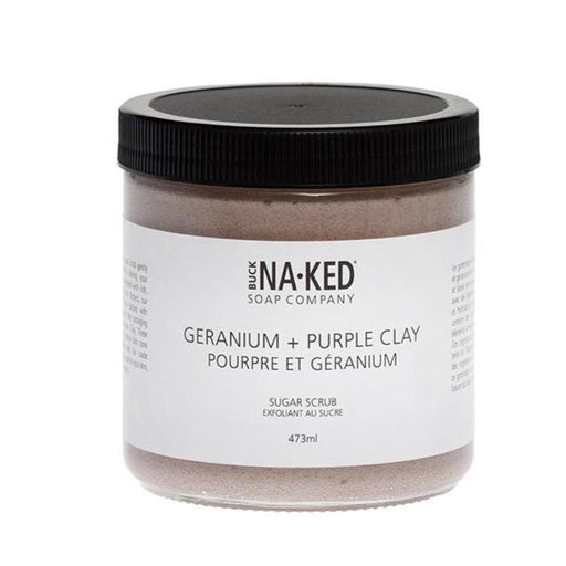 Buck Naked Sugar Scrub Geranium + Purple Clay 473ml