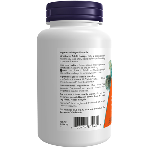 NOW Irong Bisglycinate 18mg 120 veggie capsules