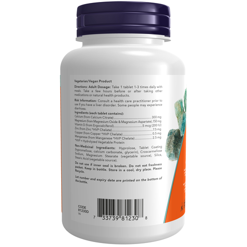 NOW Calcium Citrate + Magnesium+ Zinc 100 tablets