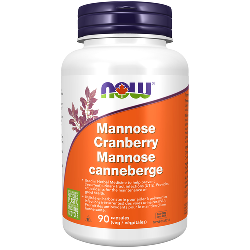 NOW Mannose Cranberry 90Capsules. D Mannose and Cranberry for a healthy Urinary Tract