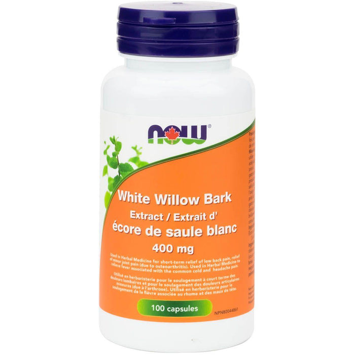 NOW White Willow 400mg 100 capsules. For temporary relief of Minor Pain
