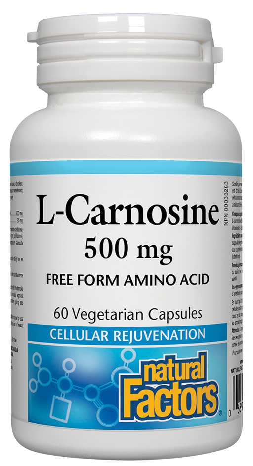 Natural Factors L-Carnosine 500 mg 60 capsules. For Memory and Muscle Function