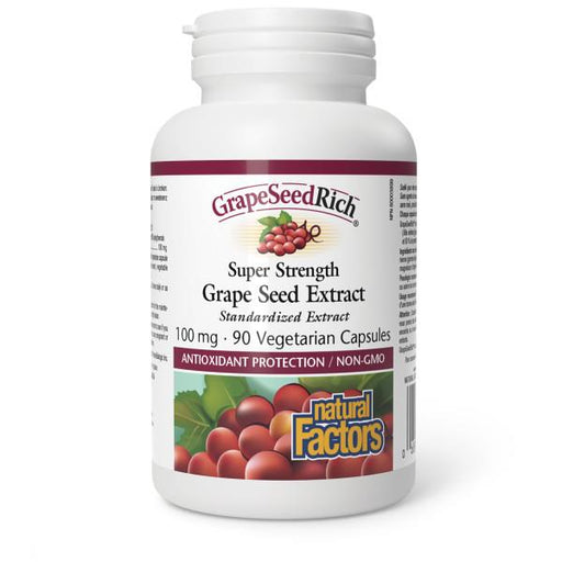 Natural Factors Grape Seed Extract 100mg 90capsules. Enhances Night Vision and Reduces Eye Strain