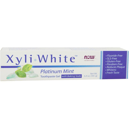 NOW Xyli White Toothpaste Platinum Mint with Baking Soda