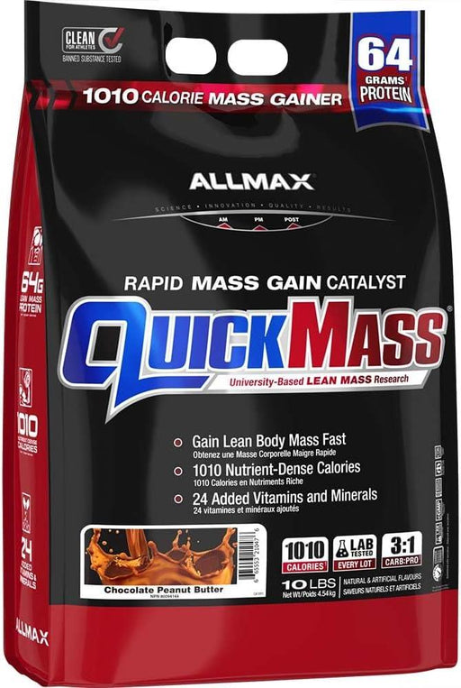 Allmax Quickmass Peanut Butter Chocolate 10 lb. For Rapid Mass Gains