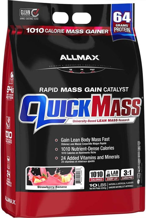 Allmax Quickmass Strawberry Banana 10 lb. For Rapid Mass Gains