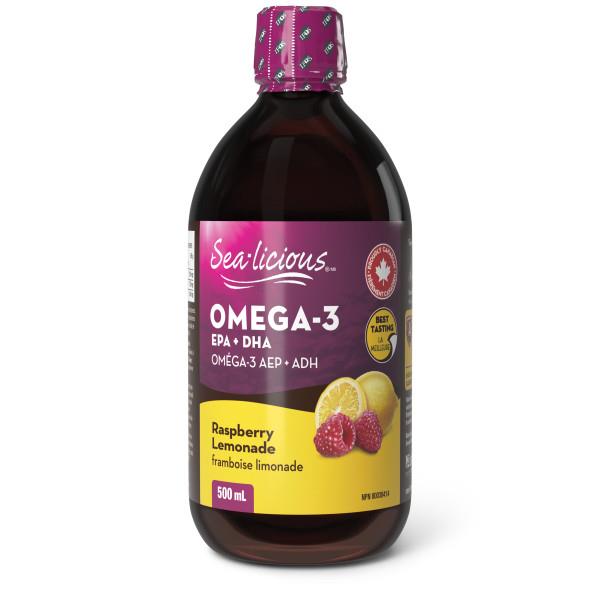 Sealicious Omega  3 Raspberry Lemonade 500ml.Contains EPA 750MG, DHA 500MG. Isura tested so it's Guaranteed Contaminant-Free