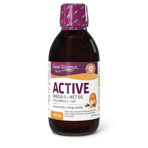 Sealicious Active Omega-3 with MCT Oil Orange & Vanilla. For Heart, Joints and Brain Health. Isura tested so it's Guaranteed Contaminant-Free