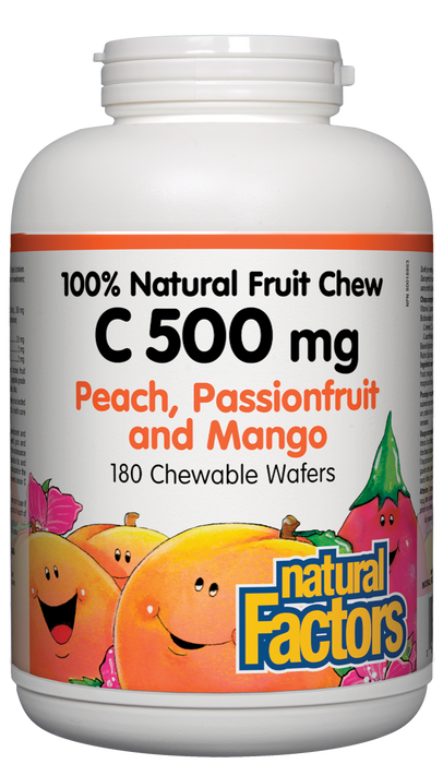 Natural Factors Vitamin C Chewable Peach, Passionfruit & Mango 500mg 180 tablets