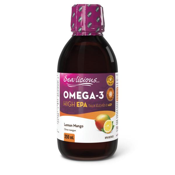 Sealicious Omega 3 High EPA  Lemon & Mango. Contains EPA 1770MG, DHA 885MG Isura tested so it's Guaranteed Contaminant-Free