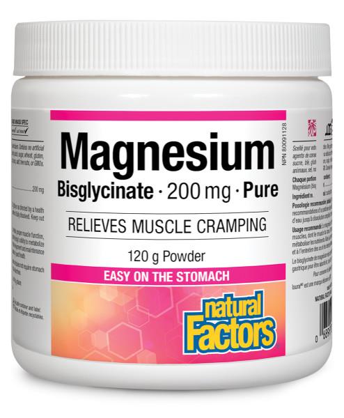 Natural Factors Magnesium Bisglycinate Powder 120g Unflavoured. Our Best absorbed Magnesium powder
