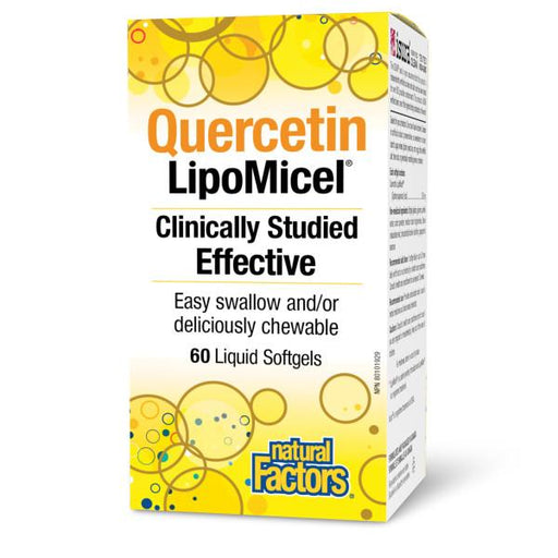 Natural Factors Quercetin Lipomicel 60 capsules. For Immune & Allergy Relief. Absorbed 10 times better than regular Quercitin