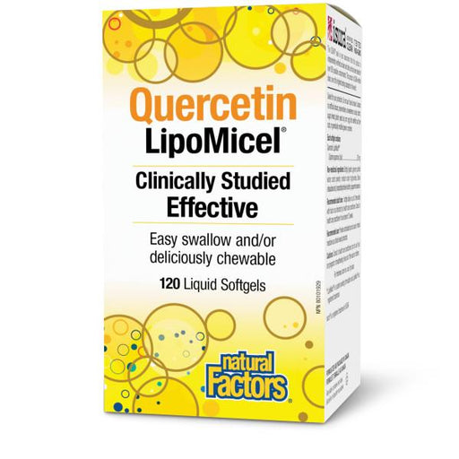 Natural Factors Quercetin Lipomicel 120 capsules. For Immune & Allergy Relief. Absorbed 10 times better than regular Quercetin