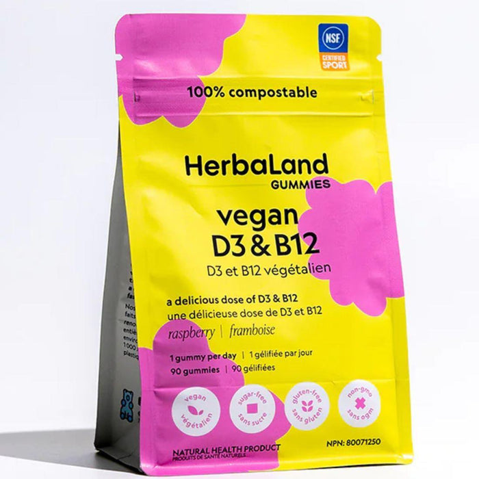 Herbaland Vegan Vitamin D & B12 for Adults