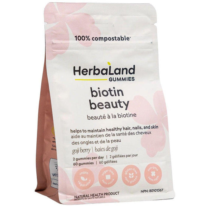 Herbaland Biotin Beauty Gummy 60 Gummies. For Hair, Skin & Nails