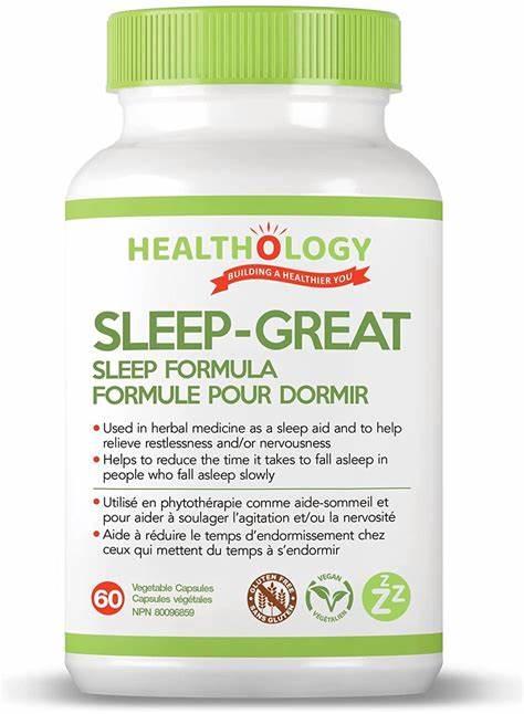 Healthology Sleep Great Formula 60 capsules. Helps you Fall Asleep, Stay Asleep