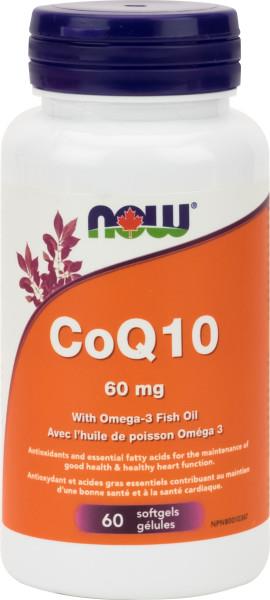 NOW CoQ10 60mg with Omega 3 Fish Oils 60 Softgels