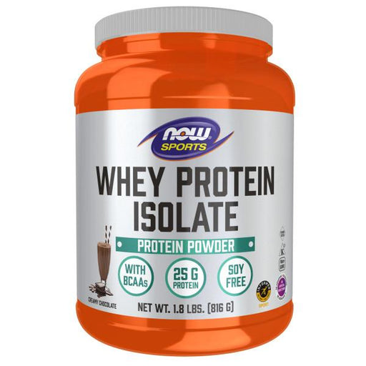 NOW Whey Protein Isolate Chocolate 816 grams. Sweetened with Xylitol & Stevia