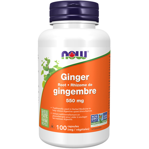 NOW Ginger Root 550mg 100 veggie capsules