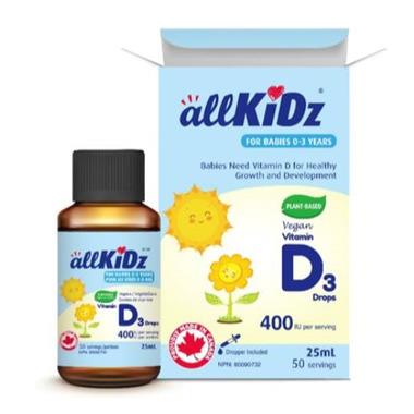 Allkidz Vegan Vitamin D Drops 25 ml 400IU 50 servings