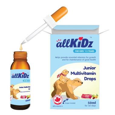 Allkidz Junior Multivitamin Drops with Zinc 50 ml. For Toddlers – with Zinc, Vitamin C & D3 for Immunity