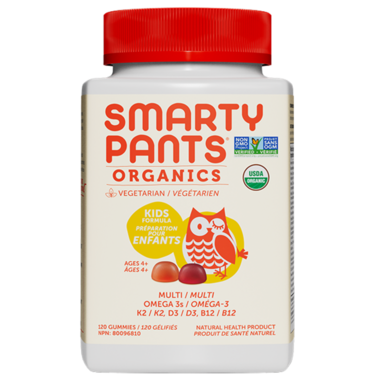 Smarty Pants Organic Kids Multivitamin + Omega 3 120 Gummies. Vegetarian
