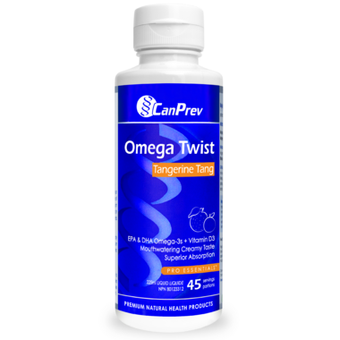 CanPrev Omega Twist Tangerine Tang with Vitamin D 225ml. 45 Servings For Ages 1 and up