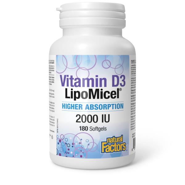 Natural Factors Vitamin D LipoMicel 2000IU 180 softgels