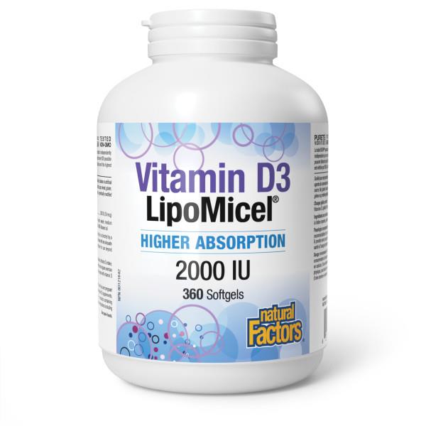 Natural Factors Vitamin D LipoMicel 2000IU 360 softgels