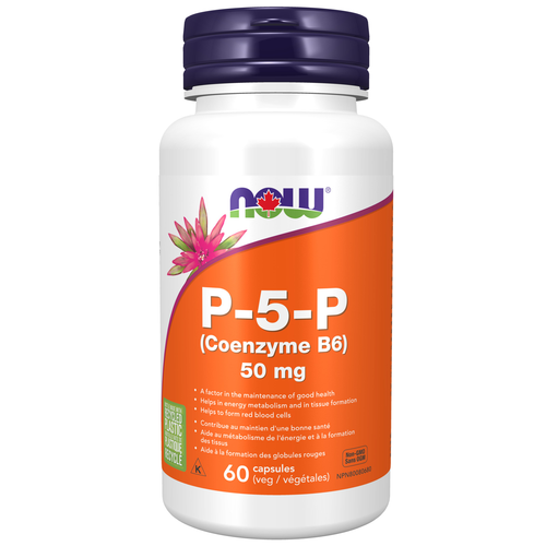 NOW P-5-P Coenzyme B6 50mg with Magnesium Bisglycinate 60 veggie capsules