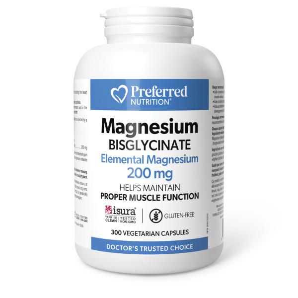 Preffered Nutrition Magnesium Bisglycinate 200mg 300 veggie capsules