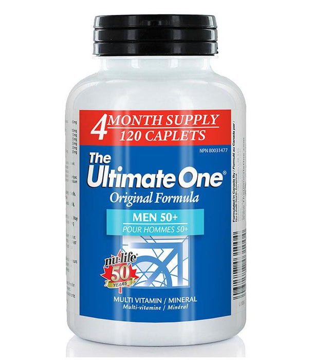 Nulife Ultimate One Multivitamin Men 50+ 120 Caplets. One a day Multivitamin & Mineral for Men over 50