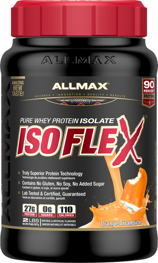 Allmax Isoflex Orange Dreamsicle 908 grams. 100% Whey Protein Isolate the Highest Grade of Protein.