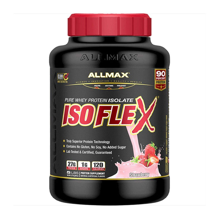 Allmax Isoflex Strawberry 5 lb. 100% Whey Protein Isolate the Highest Grade of Protein