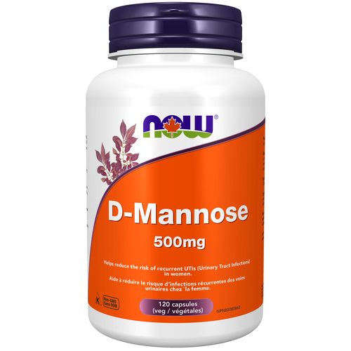 NOW D-Mannose 500mg 120 Capsules. Supports Urinary Tract by Cleansing and maintaining the bladder lining.