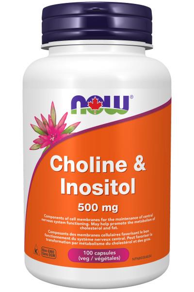 NOW Choline & Inositol 500mg 100 Veggie Capsules