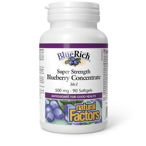 Natural Factors Blueberry 500 mg 90 capsules. For Vision, Blood Glucose levels and Memory