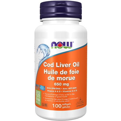 NOW Cod Liver Oil Double Strength Vitamin A & D 100 capsules