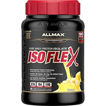Allmax Isoflex Banana 908gram. 100% Whey Protein Isolate the Highest Grade of Protein.