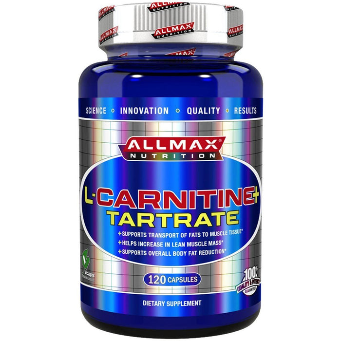 Allmax l-Carnitine Tartrate 500mg 120 Capsules. Increases Lean Muscle and Supports overall Body Fat Reduction