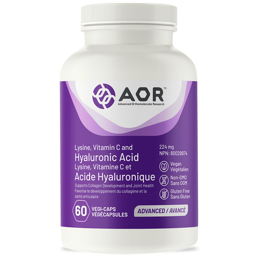 AOR Lysine Vitamin C & Hylarunic Acid 60 capsules. For Collagen & Joint Health